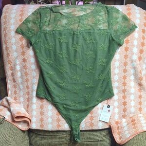 Vibrant Green Lace Fitted Bodysuit